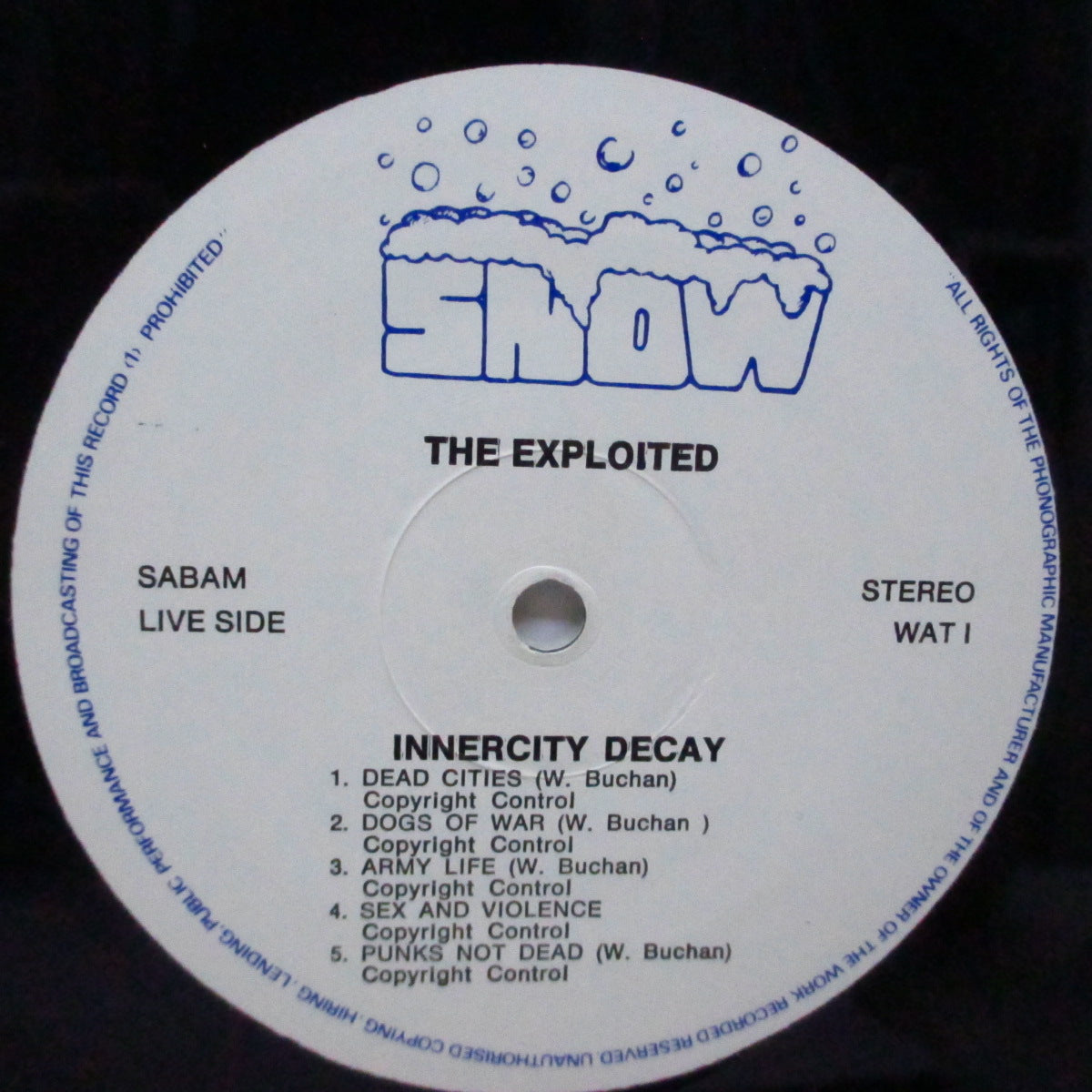 EXPLOITED, THE (ジ・エクスプロイテッド)  - Innercity Decay (Beigium オリジナル LP ) スタジオ＋ライブ！