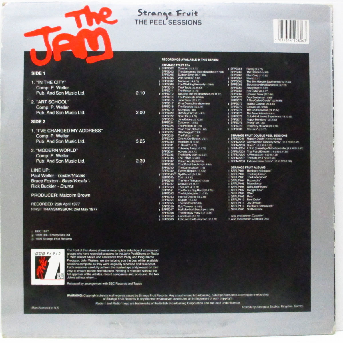 JAM, THE (ザ・ジャム)  - The Peel Sessions (UK オリジナル 12") '77年録音の4曲入り！