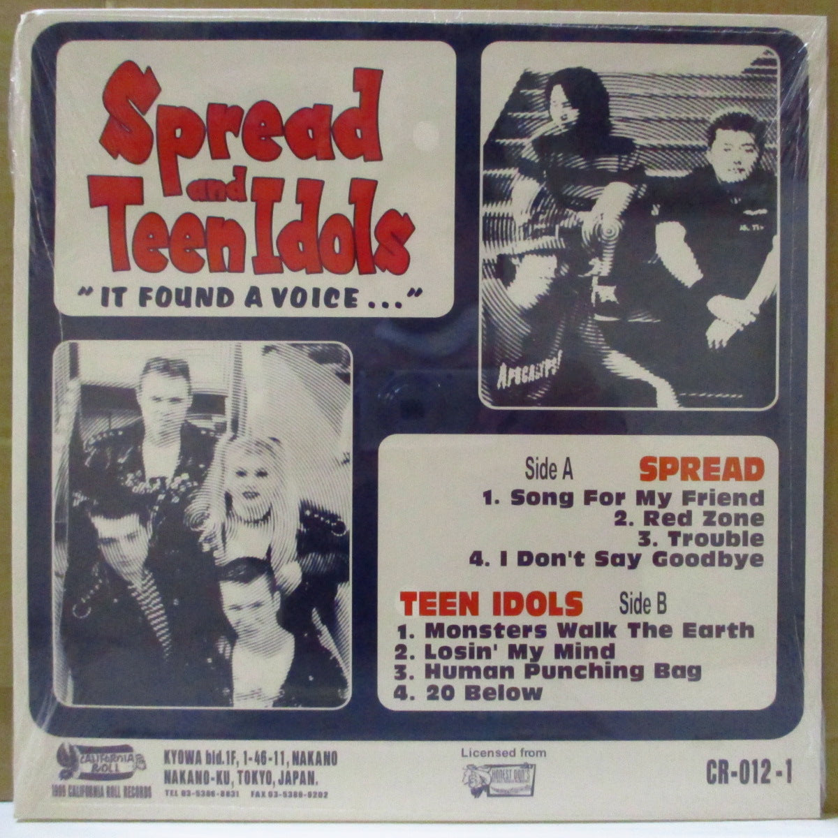 SPREAD / TEEN IDOLS (スプレッド / ティーン・アイドルズ)  - It Found A Voice... (Japan 限定8曲入り 10インチ+インサート/NEW) '99年スプリットEP