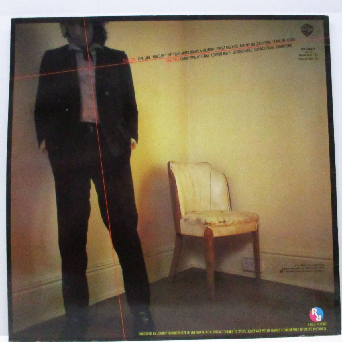 JOHNNY THUNDERS (ジョニー・サンダース)  - So Alone (German 80's 再発「赤ラベ」LP+インナー）'78年ファーストソロ！