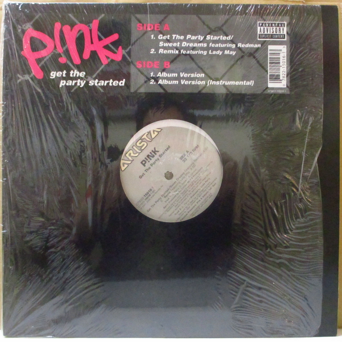 P!NK (ピンク)  - Get The Party Started - Remixes (US '01 オリジナル4バージョン収録 12インチ/レアステッカー付きダイカットジャケ)