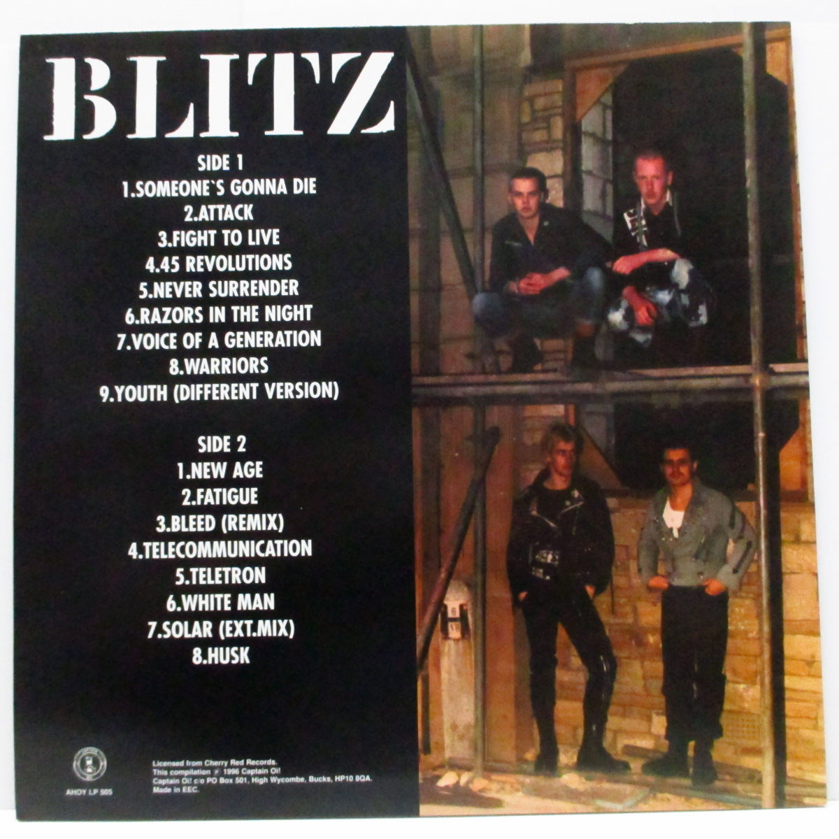 BLITZ (ブリッツ)  - The Complete Blitz Singles Collection (UK '96 再発 LP+インサート）