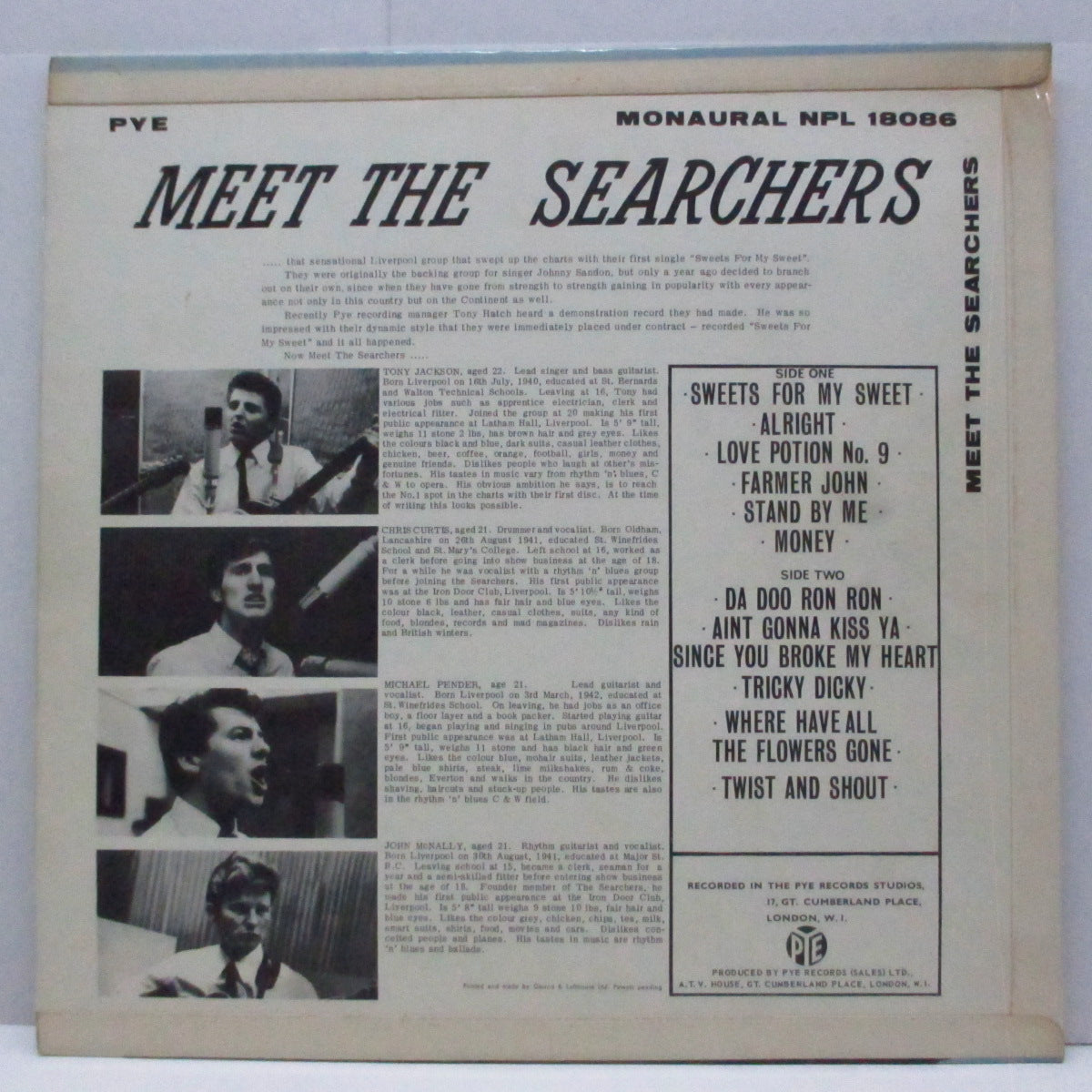 SEARCHERS (サーチャーズ)  - Meet The Searchers (UK オリジナル「モノラル」LP#2 /表面コーティング三面折り返ジャケ) '63年デビューアルバム！