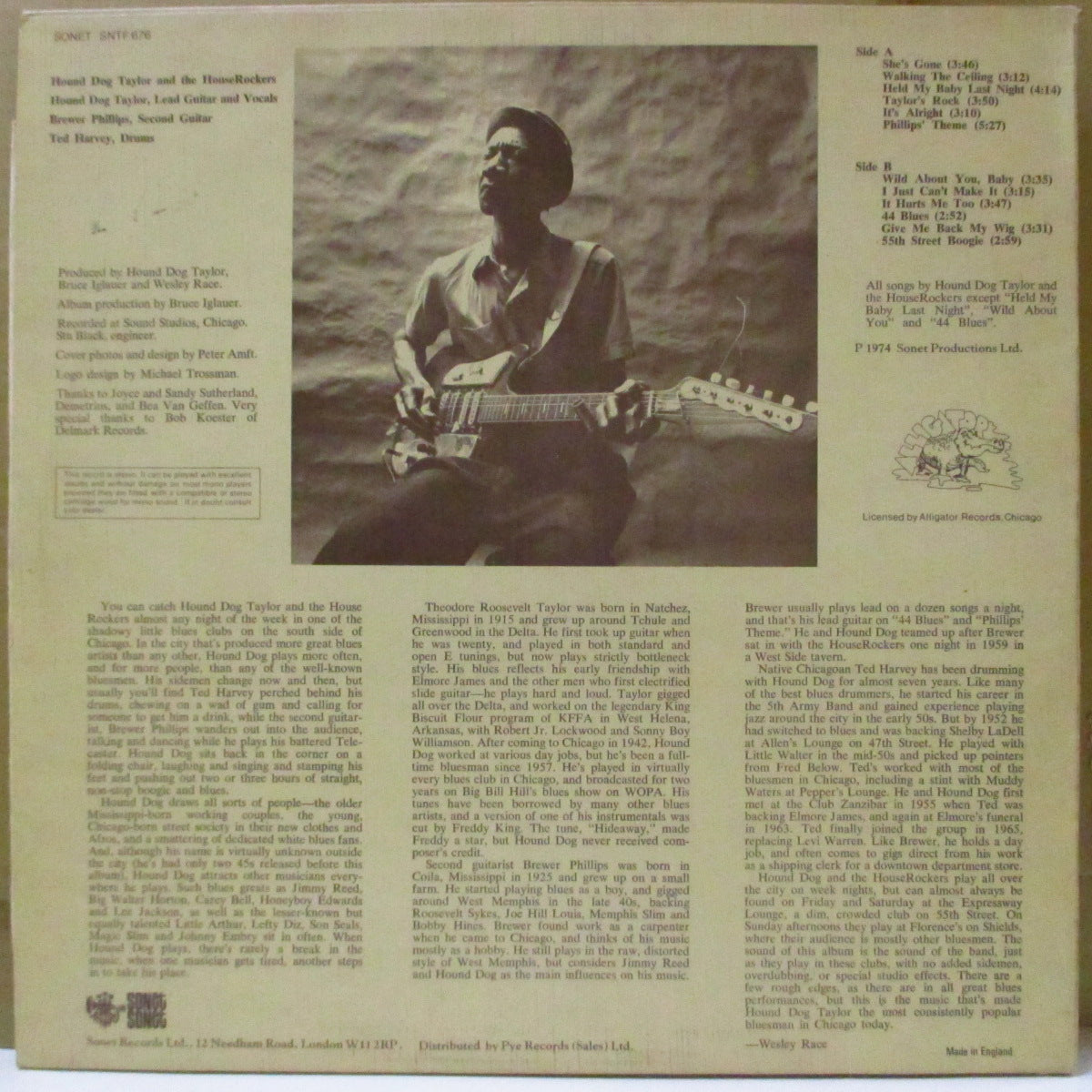 HOUND DOG TAYLOR (ハウンド・ドッグ・テイラー)  - Hound Dog Taylor And The House Rockers (UK '74 初回オリジナル「赤・オレンジ・ラベ」ステレオ LP) 近年稀な美品