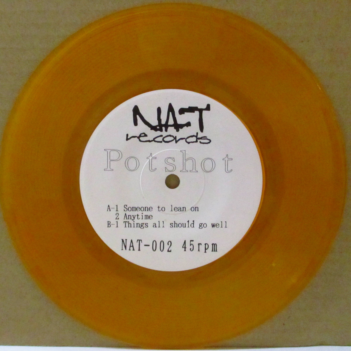 POTSHOT (ポットショット)  - Someone To Lean On +2 (Japan '96 限定3曲入り「クリアオレンジ盤」 7インチ/ざら紙ジャケ)