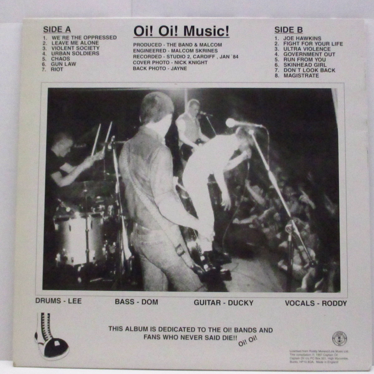 OPPRESSED!, THE (ジ・オプレスド)  - Oi! Oi! Music! (UK '97 再発 LP+インサート/AHOY LP 005) '84年ファースト！