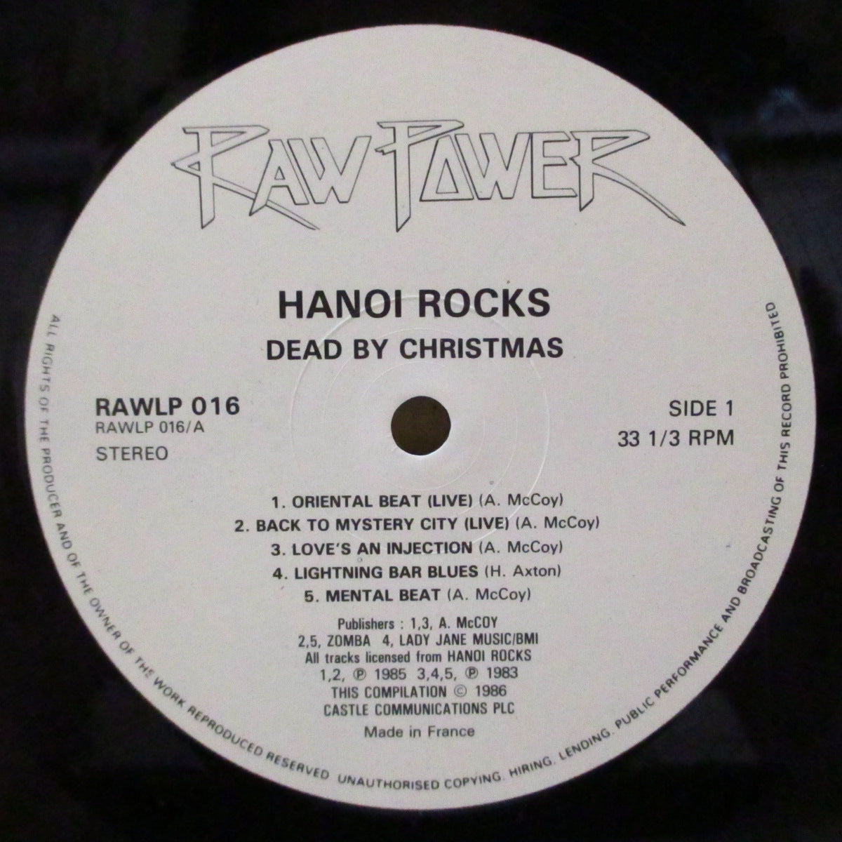 HANOI ROCKS (ハノイ・ロックス)  - Dead By Christmas (France オリジナル 2xLP/光沢見開きジャケ-フレキシ7インチ欠) '86年2枚組ベスト。