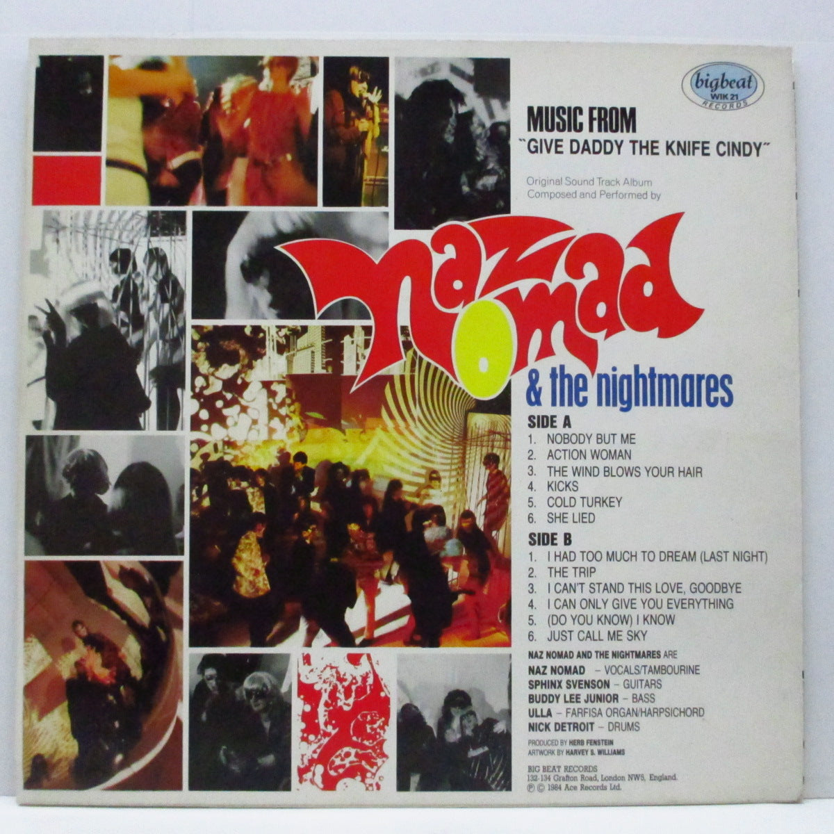 NAZ NOMAD & THE NIGHTMARES (ナズ・ノーマッド・アンド・ザ・ナイトメアズ)  - Give Daddy The Knife Cindy (UK 初回限定「バープルヴァイナル」LP) キャプテン抜きダムドの変名ユニット !