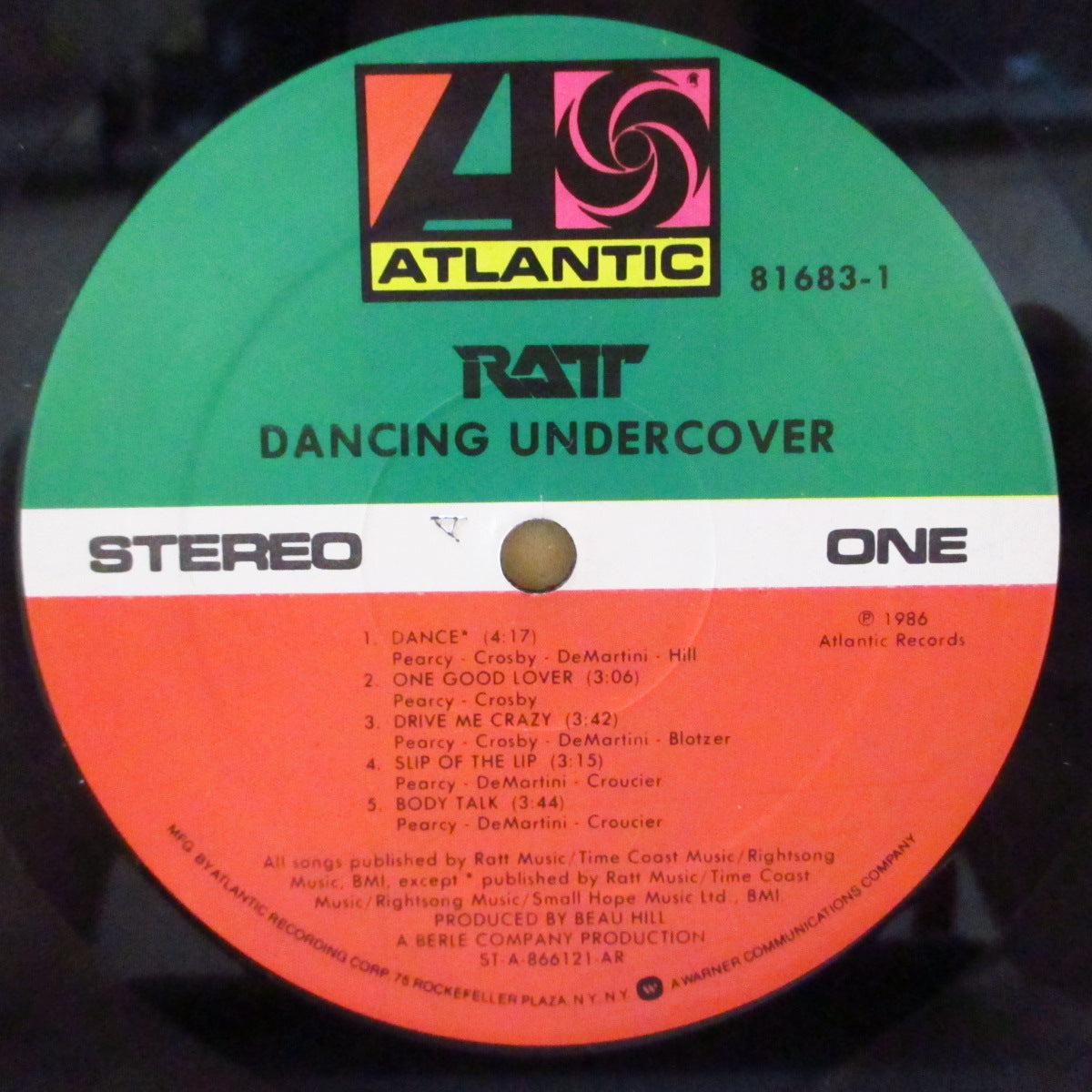 RATT (ラット)  - Dancing Undercover (US オリジナル「バンド名ロゴ表記ラベ」 LP+ソフト紙インナー) '86年3rdアルバム