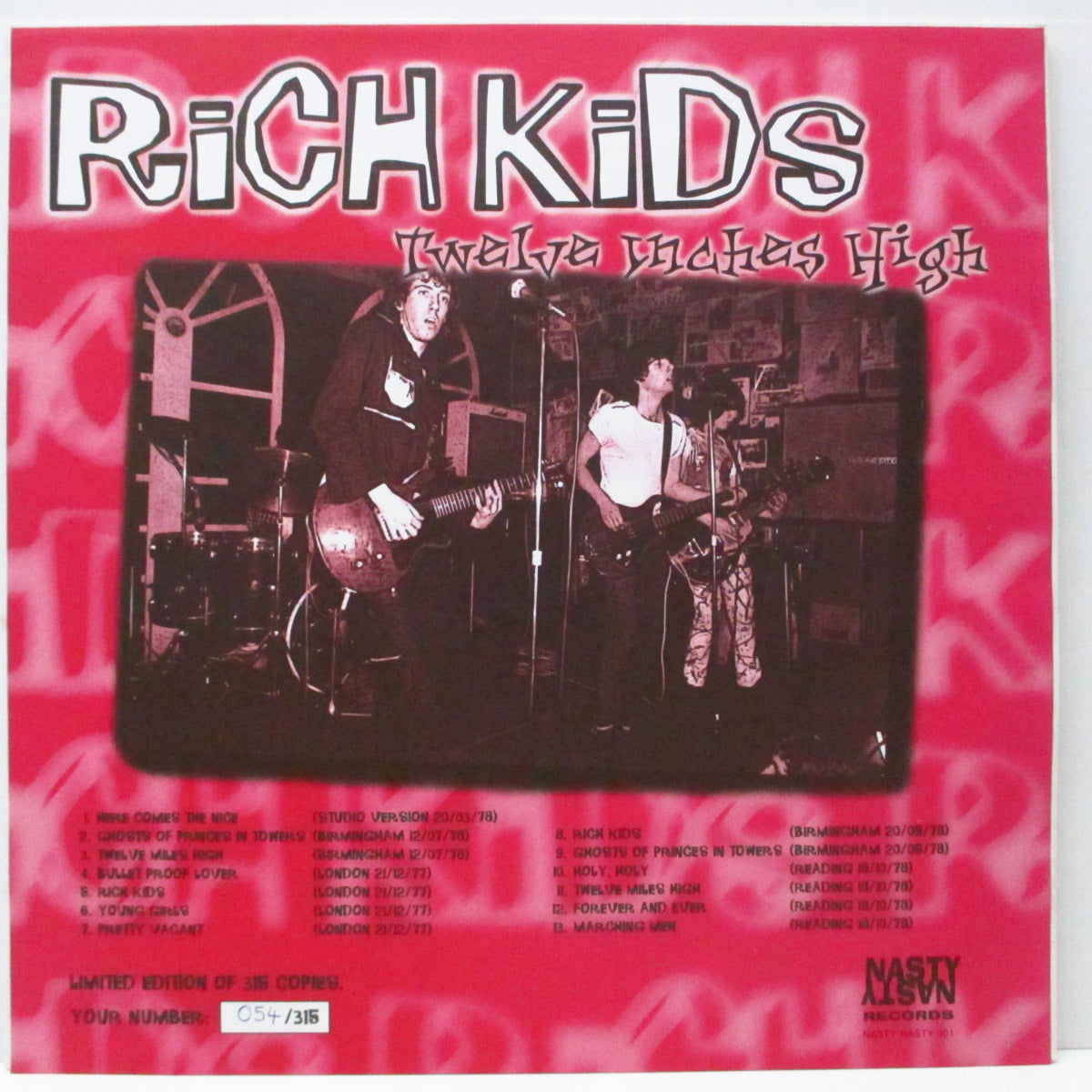 RICH KIDS (リッチ・キッズ)  - Twelve Inches High (UK 315枚限定ナンバリング入り LP) '77〜'78年ライブ＋スタジオ！