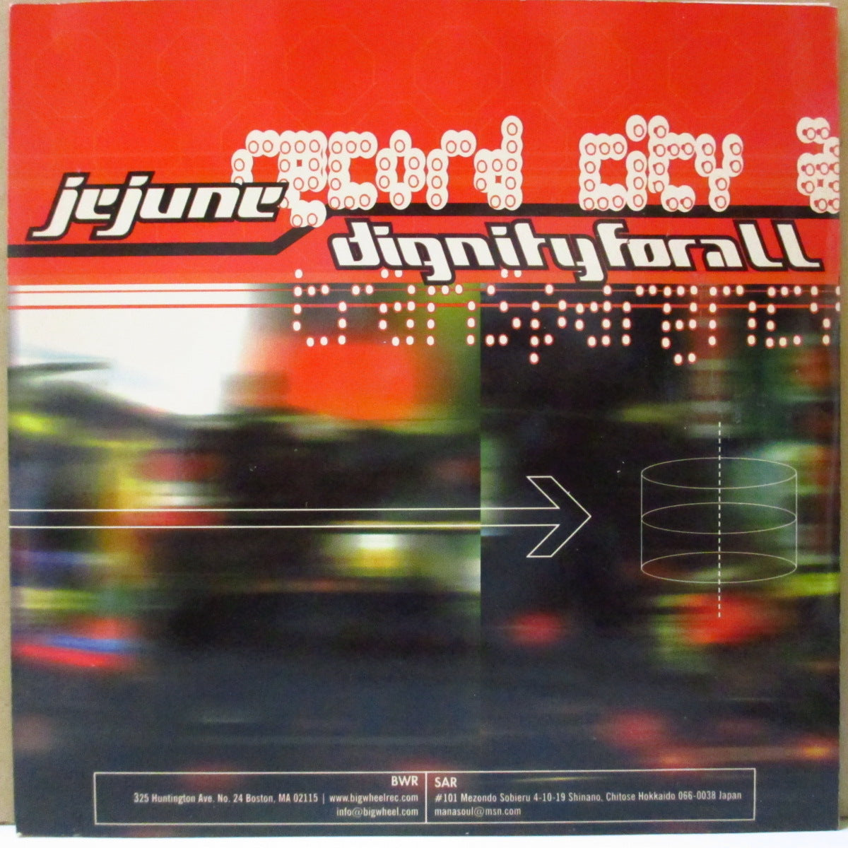 JEJUNE / DIGNITY FOR ALL (ジェジューン / ディグニティ・フォー・オール)  - Record City Afterworld (US '99 限定3曲入りスプリット「クリアレッドヴァイナル」 7インチ+光沢固紙ジャケ)