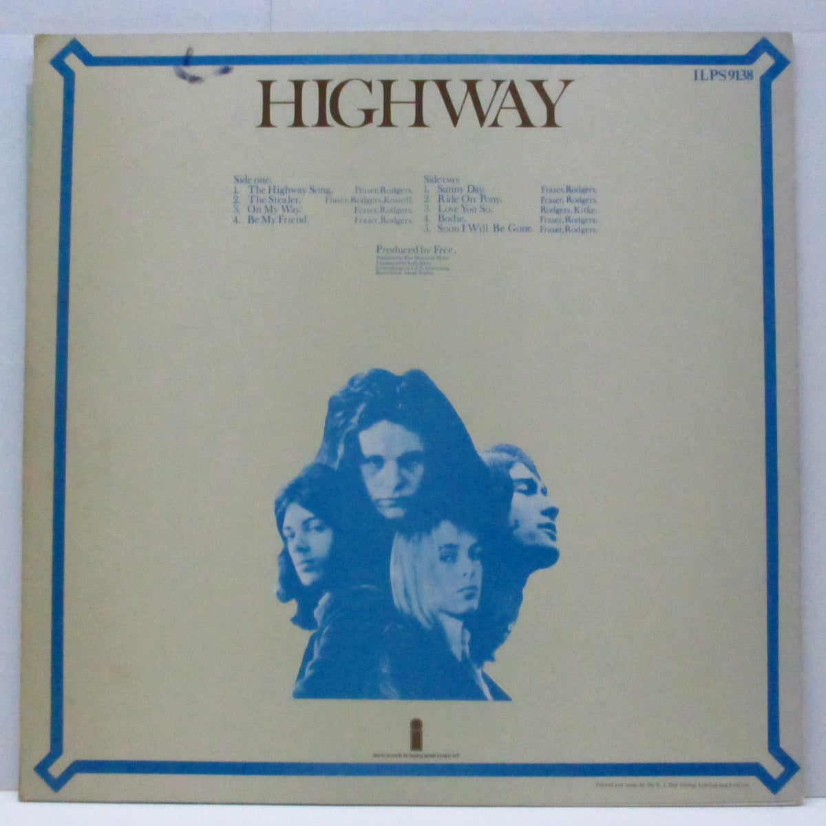 FREE (フリー)  - Highway (UK オリジナル「ピンクリム/パームトゥリー」ラベLP+青インナー/裏面エンボス加工ジャケ) '70年4th アルバム！