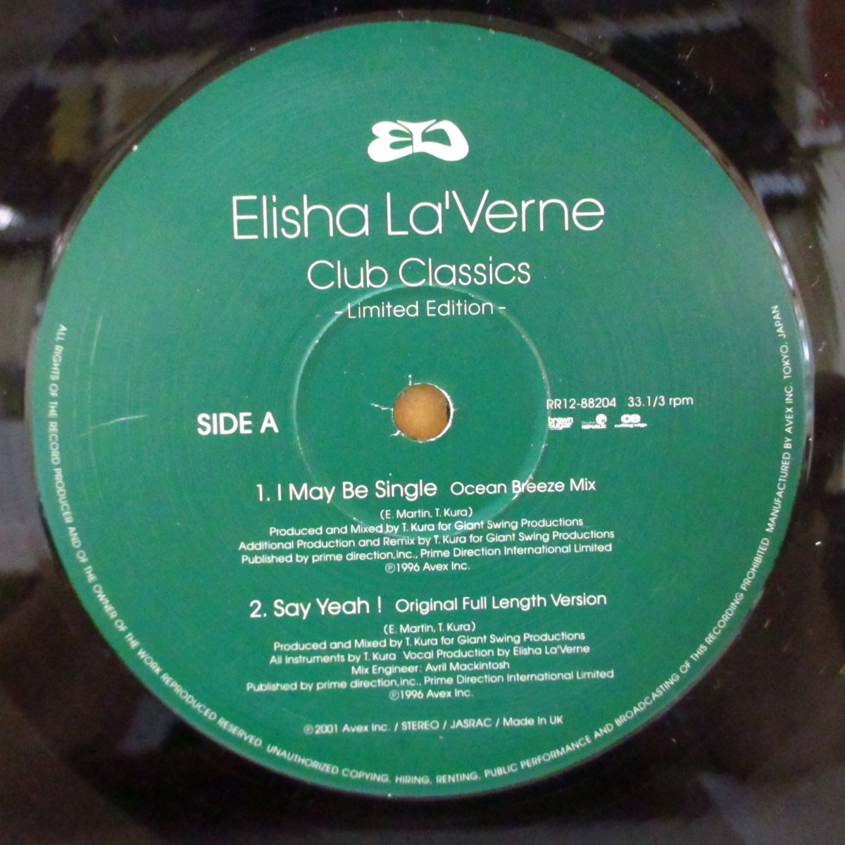 ELISHA LA'VERNE (エリーシャ・ラヴァーン)  - Club Classics (Japan オリジナル 2xLP/光沢エンボスジャケ) '01年ベスト&リミックスアルバム