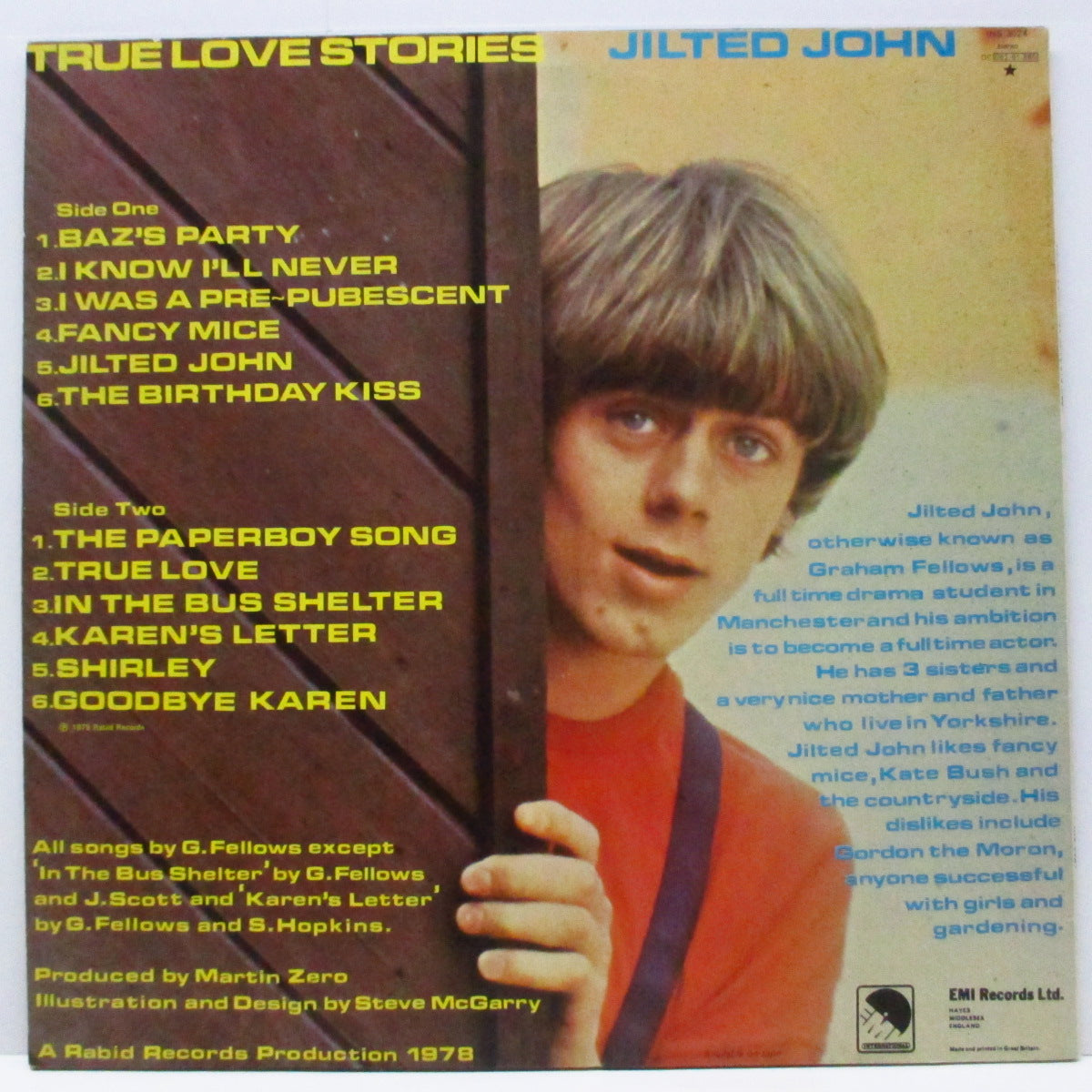 JILTED JOHN (ジルテッド・ジョン)  - True Love Stories (UK オリジナル LP) 別名グラハム・フェローズ ! '78年唯一アルバム！