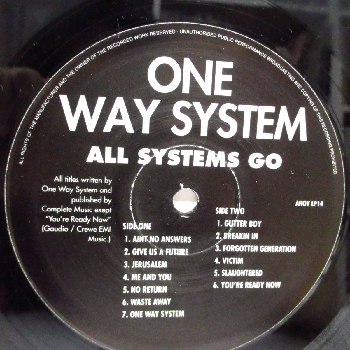 ONE WAY SYSTEM (ワンウェイ・システム)  - All Systems Go (UK '96 再発「黒盤」 LP+インサート/AHOY LP 14) '83年ファースト！