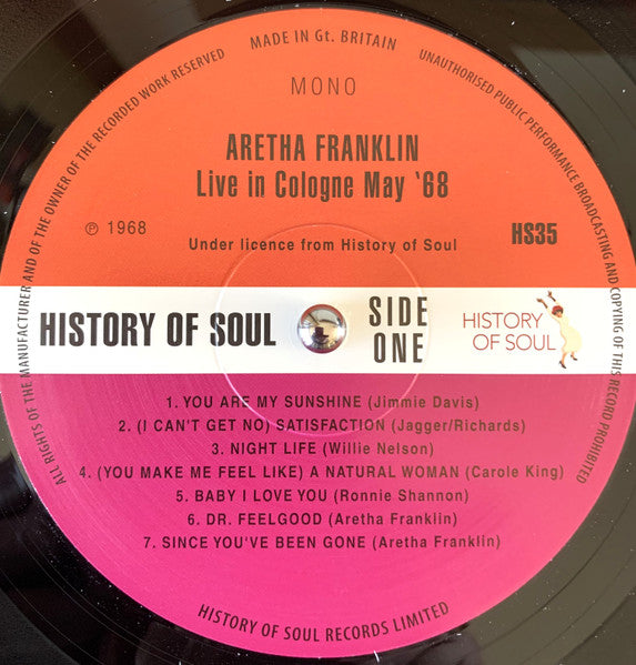 ARETHA FRANKLIN (アレサ・フランクリン)  - Live In Cologne May ‘68 (EU 限定プレスLP / New) '68年26歳大充実期のドイツ・スタジオ・ライブ！