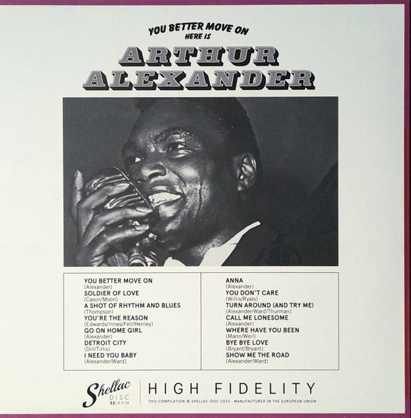 ARTHUR ALEXANDER (アーサー・アレキサンダー)  - You Better Move On (EU 限定プレス LP+帯/New) ルーツ・ビートルズ＆ストーンズ '62〜'69年ベスト！