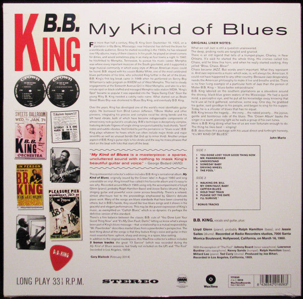 B.B.KING (BB キング)  - My Kind Of Blues (EU 限定復刻ボーナス入り再発180g LP/New)ケント社での録音編集の'60年7作目アルバム。