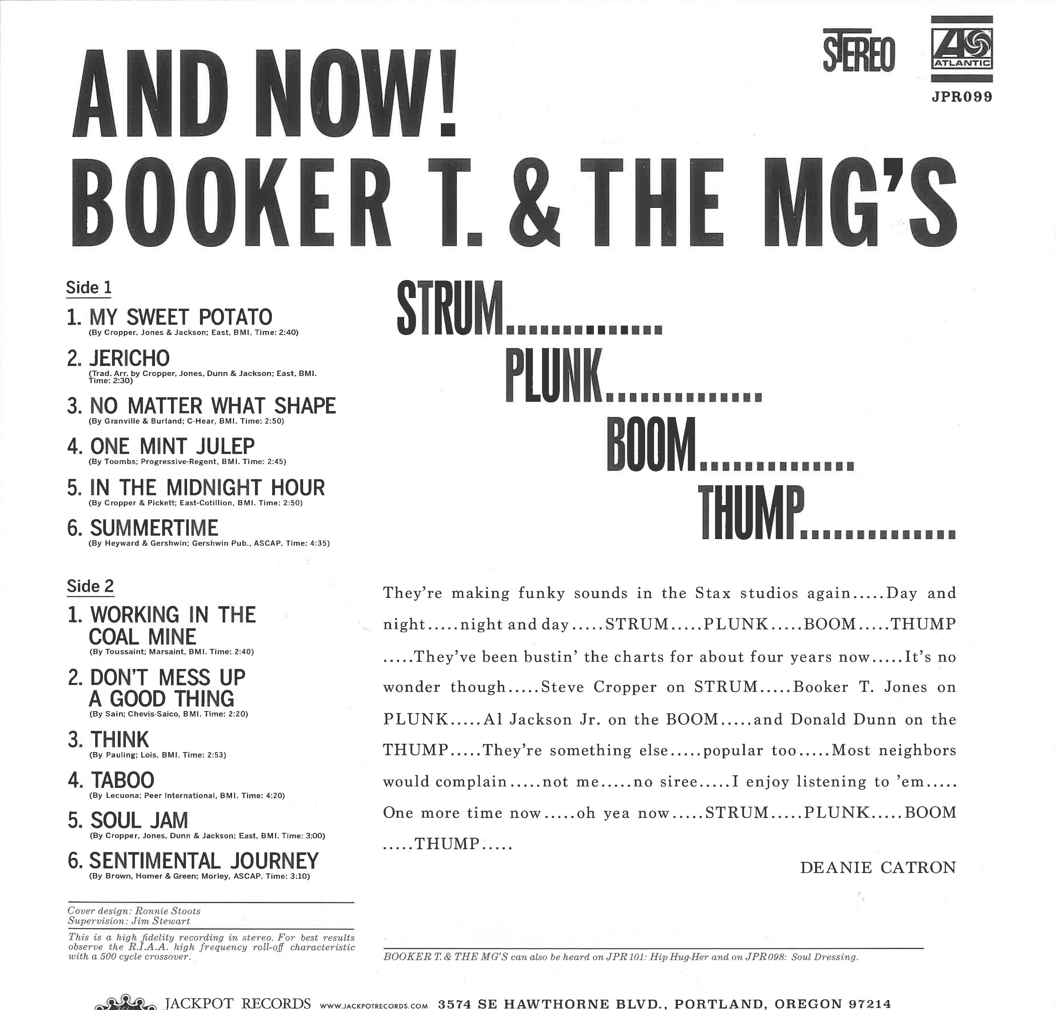 BOOKER T.& THE MG’S (ブッカーT＆MG'S)  - And Now! (US 1000枚限定「ブルー VINYL」正規再発ステレオ LP/New) ’66年MODソウル名作サード・アルバム