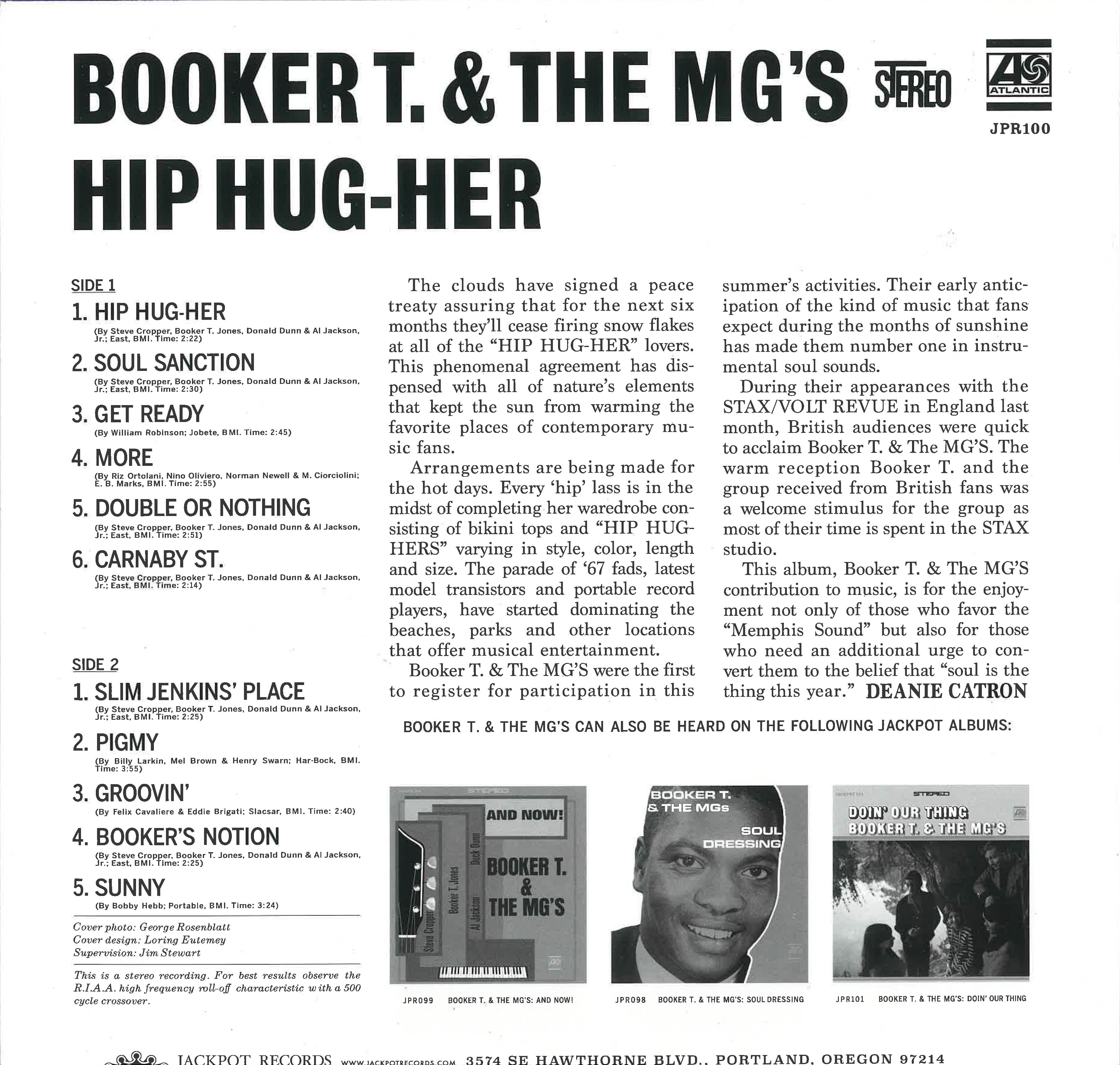 BOOKER T.& THE MG’S (ブッカーT＆MG’S)  - Hip Hug-Her (US 1000枚限定「赤盤」正規再発ステレオ LP/New)'67年5作目MODソウル・クラシック