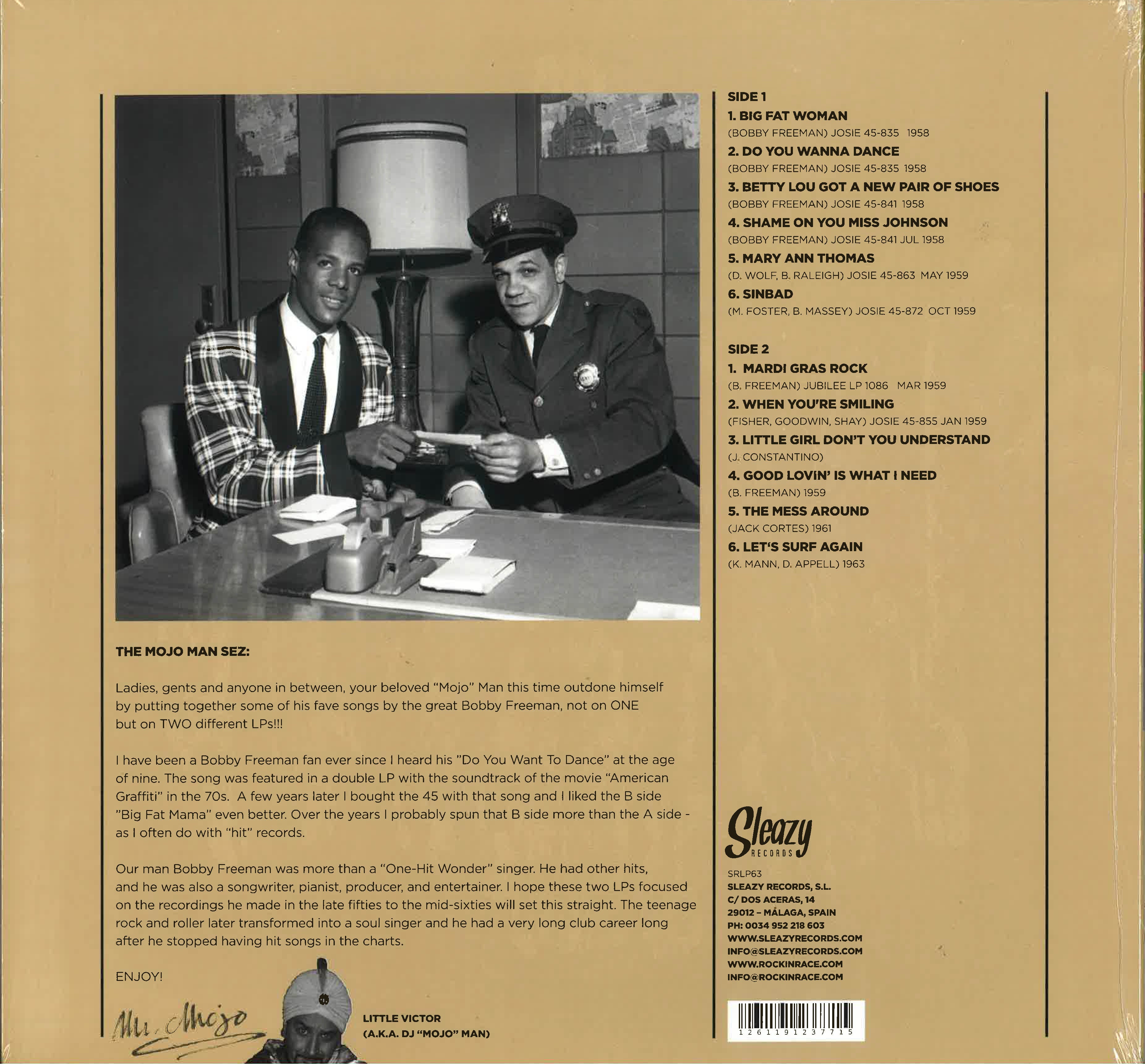 BOBBY FREEMAN (ボビー・フリーマン)  - The Fabulous Vol.1 (EU 限定アナログ LP/New) 初期ブラックR&Rジャイバーシングル編集コンピ！