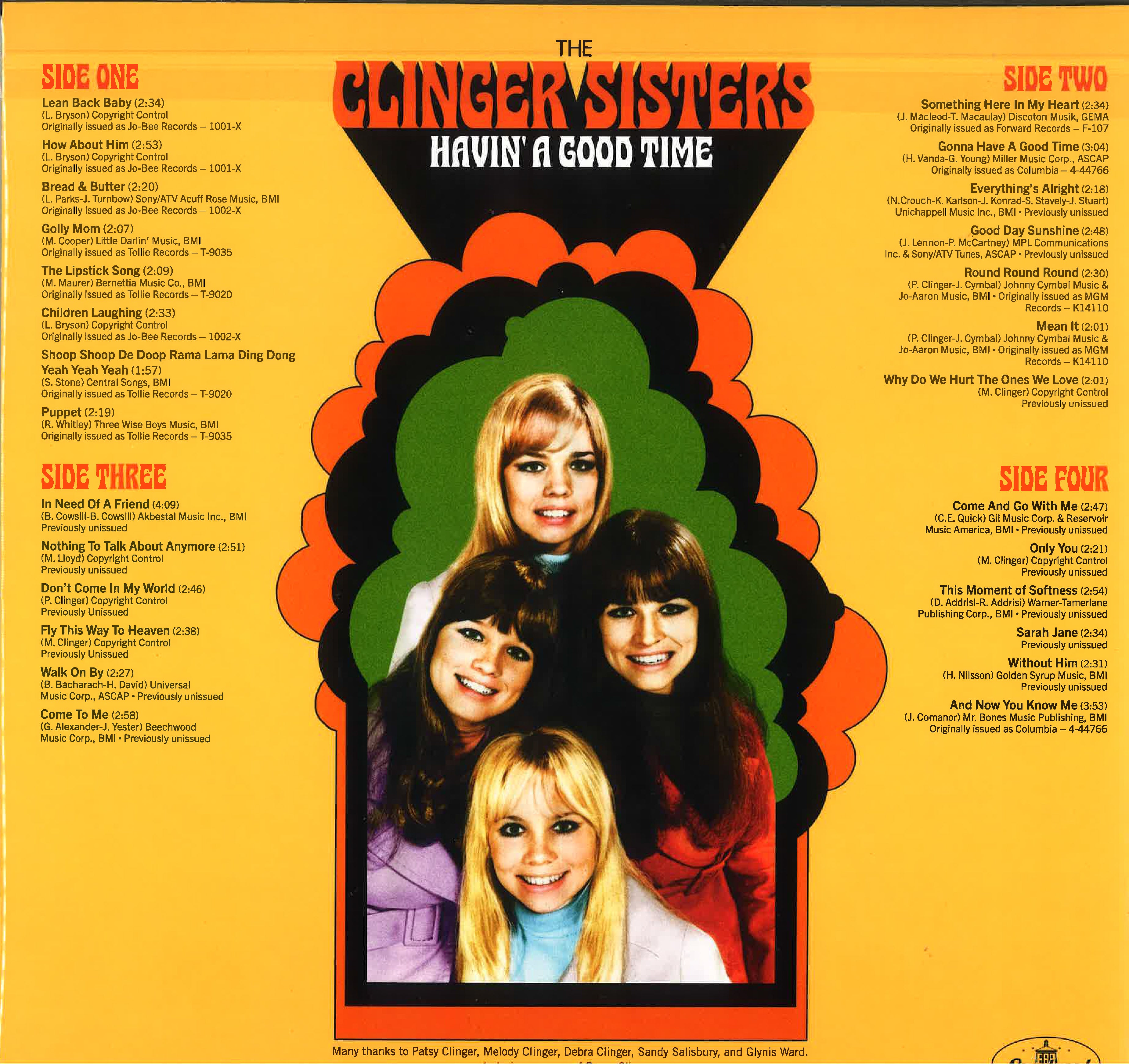 CLINGER SISTERS, THE (THE CLINGER) (ザ・クリンガー・シスターズ / ザ・クリンガーズ)  - Havin' A Good Time (US 正規限定 LPx2枚組 /New) 60's 米ガールズガレージ・コンピ！