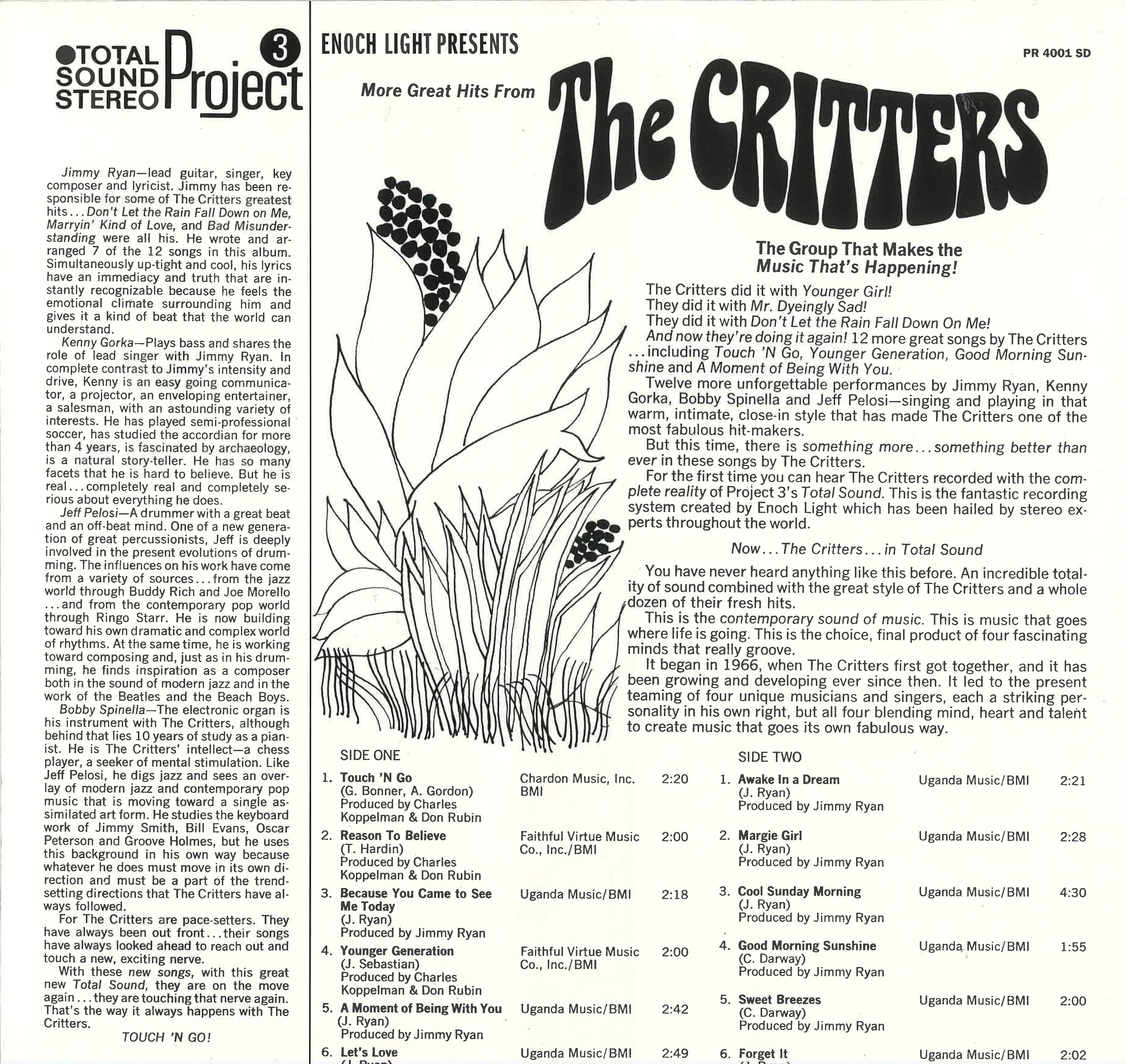 CRITTERS (クリッターズ)  - Touch’n Go With (US 限定復刻再発 LP/New)’68年サンシャインPOP名作セカンド・アルバム