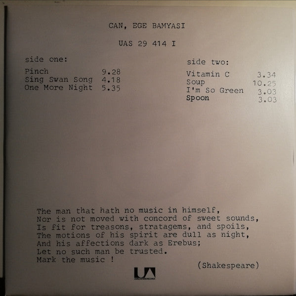 CAN (カン)  - Ege Bamyasi (EU 限定リプロ再発 LP+復刻インナー/New)'72年名作サードアルバム