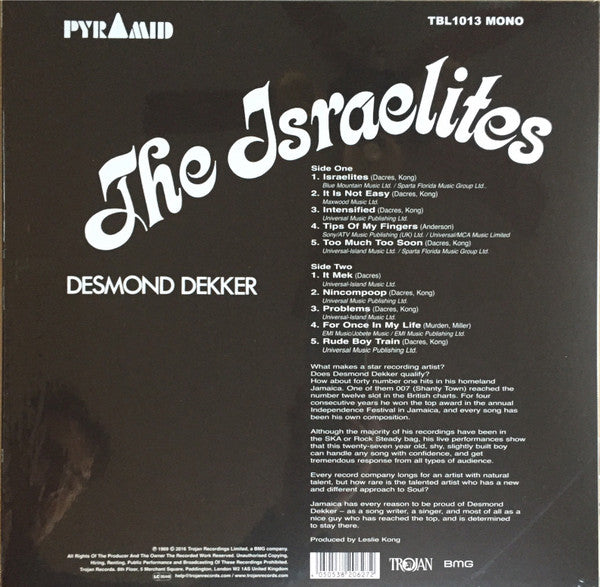DESMOND DEKKER  (デスモンド・デッカー)  - The Israelites (UK 限定復刻再発モノラル LP/New) '69年サード・アルバム