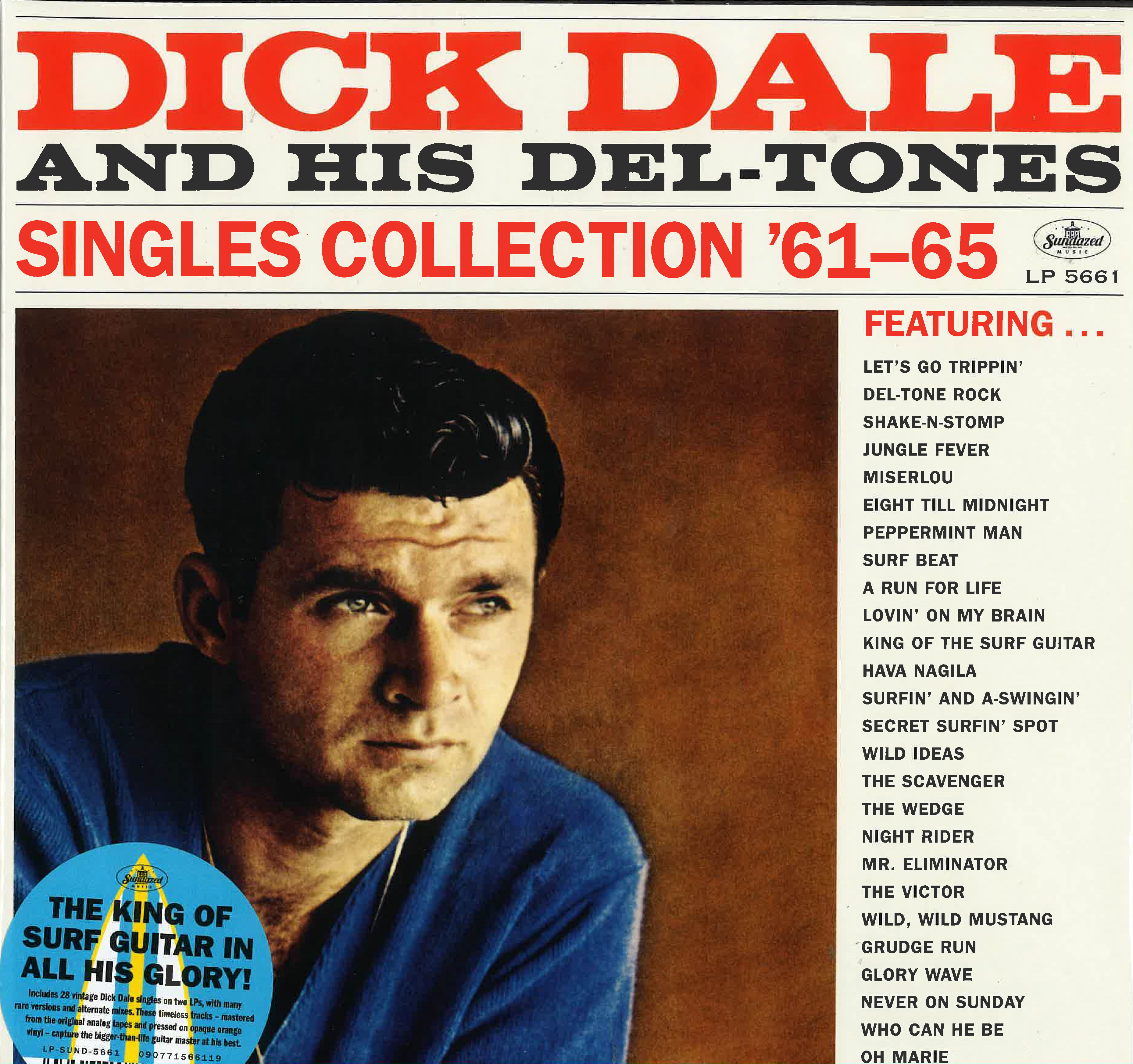 DICK DALE & HIS DEL-TONES (ディック・デイル & デルトーンズ)  - Singles Collection '61-'65 (US 限定「オレンジ・ヴァイナル」モノラル2xLP/New) サーフ・ギターの神様'61〜'65年シングル・コンピ！