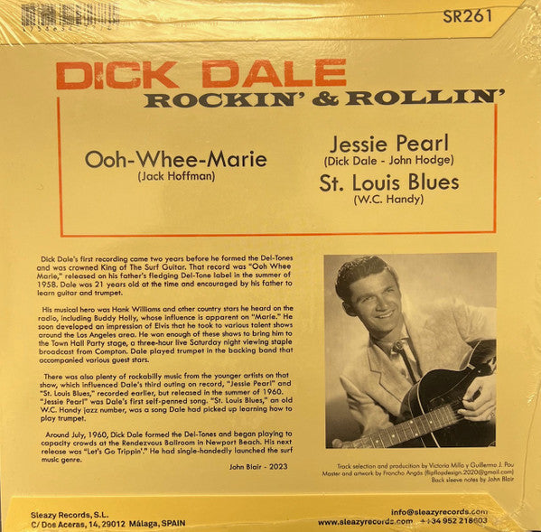 DICK DALE (ディック・デイル)  - Rockin' Rollin' vol.1 / Ooh-Whee-Marie +2 (Spain 限定ジャケ付き再発3曲入り 7" EP/New)ロカビリージャイヴァー＋ポップコーン