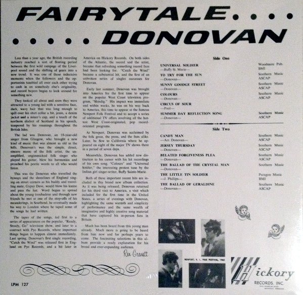 DONOVAN (ドノヴァン)  - Fairytale (US 限定復刻再発アナログ LP/New) 英フォーク/ロック界レジェンド'65年セカンド・アルバム