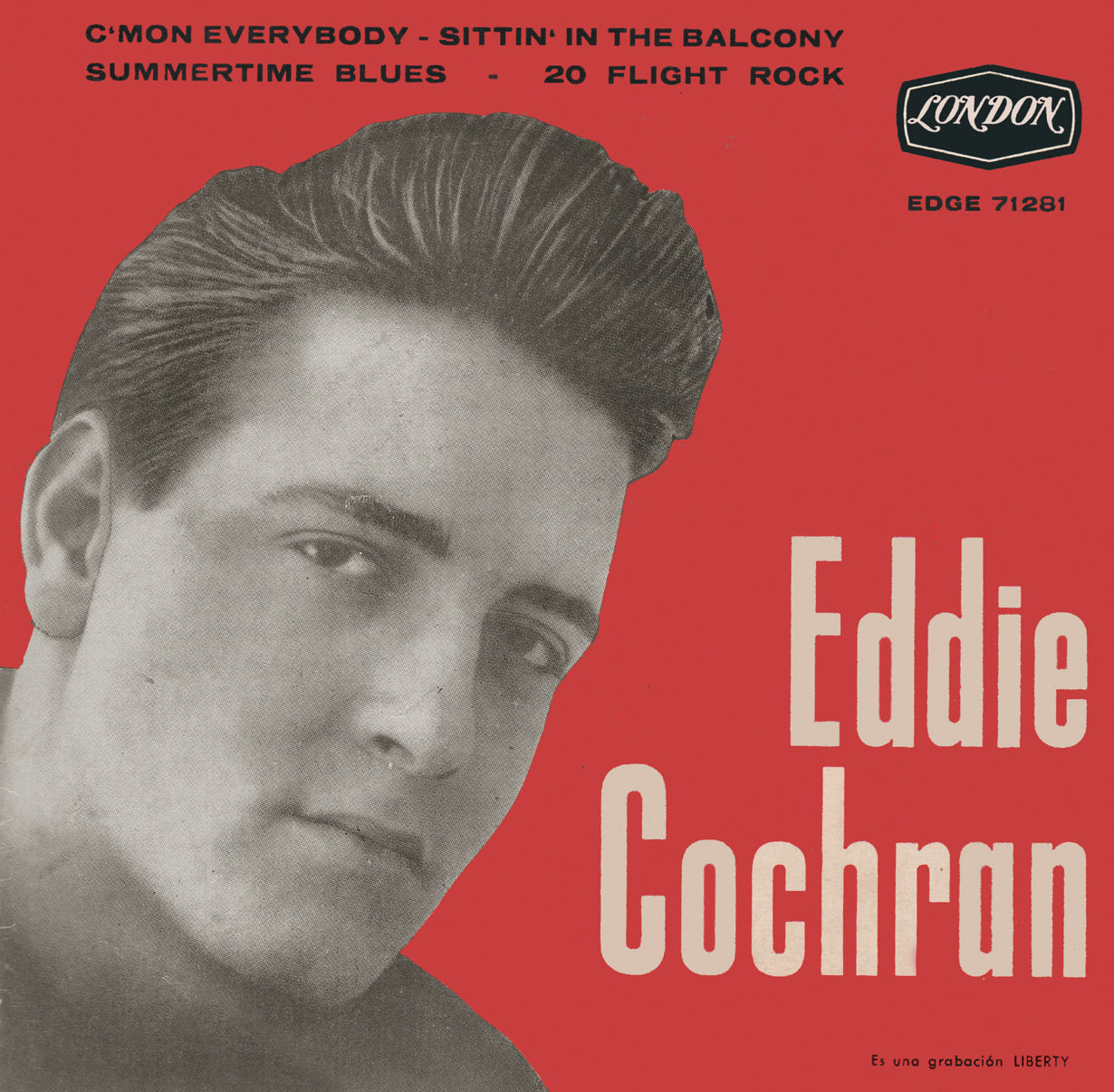 EDDIE COCHRAN (エディ・コクラン)  - C'mon Everybody + 3 (スペイン限定復刻リプロ再発4曲入り7インチEP/折り返しジャケも再現/ New) '60年スペインEPの再現！