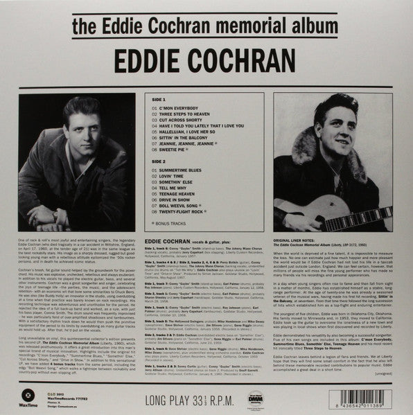 EDDIE COCHRAN (エディ・コクラン)  - The Eddie Cochran Memorial Album (EU 限定復刻ボーナス入り LP/New) '60年英独自編集追悼企画第1弾。
