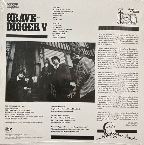GRAVEDIGGER V  (グレイヴディガー・ファイブ)  - All Black And Hairy (スペイン限定再発 LP+ブックレット/New)80's ガレージ・レジェンド唯一アルバム！