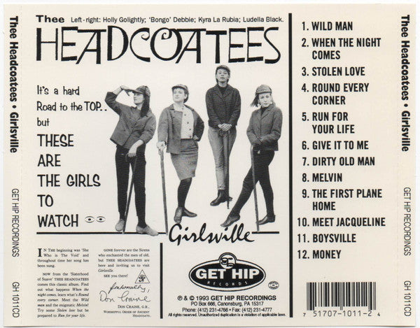 HEADCOATEES (ヘッドコーティーズ)  - Girlsville (US 限定再発 CD/New) ガールズ・ガレージ'91年名作デビュー・アルバム！
