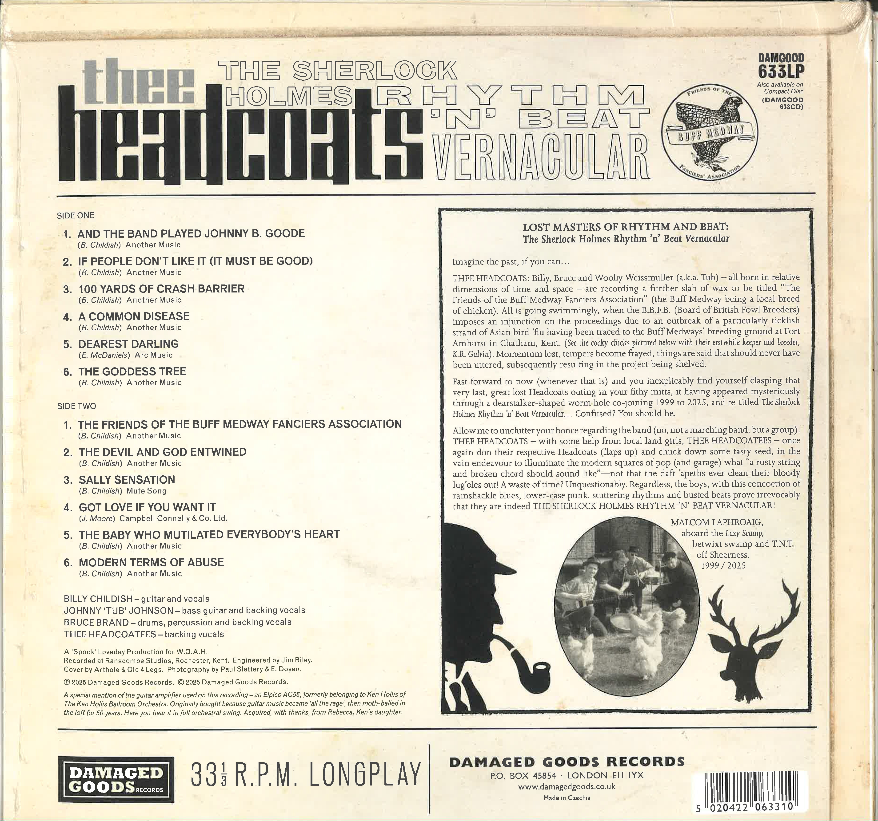 HEADCOATS (ヘッドコーツ)  - The Sherlock Holmes Rhythm 'N' Beat Vernacular (UK 限定「黒盤」LP/New) '25年新作アルバム！