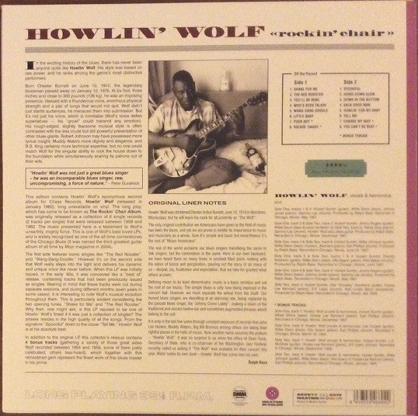 HOWLIN’ WOLF (ハウリン・ウルフ)  - Howlin’ Wolf [Rockin' Chair] (EU 限定ボーナス入り再発180g「パープル VINYL」LP/New-WaxTime) '62年セカンド・アルバム