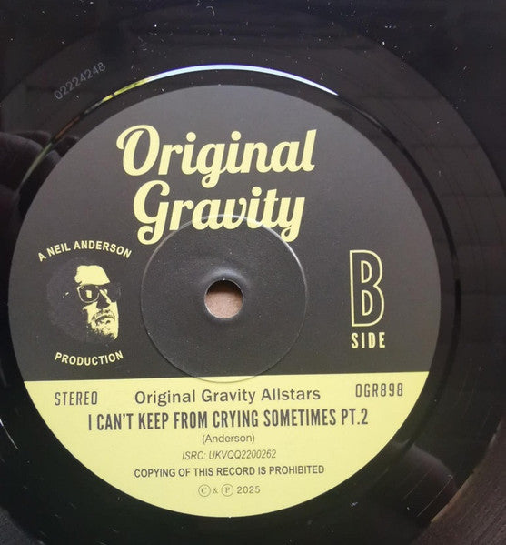 J BLUE / ORIGINAL GRAVITY ALLSTARS (ジェイ・ブルー：恐らく社主ニール・アンダーソンの変名作)  - I Can't Keep From Crying Sometimes (UK 限定7インチ、カンパニースリーブ付き/New) クールMODノーザン！