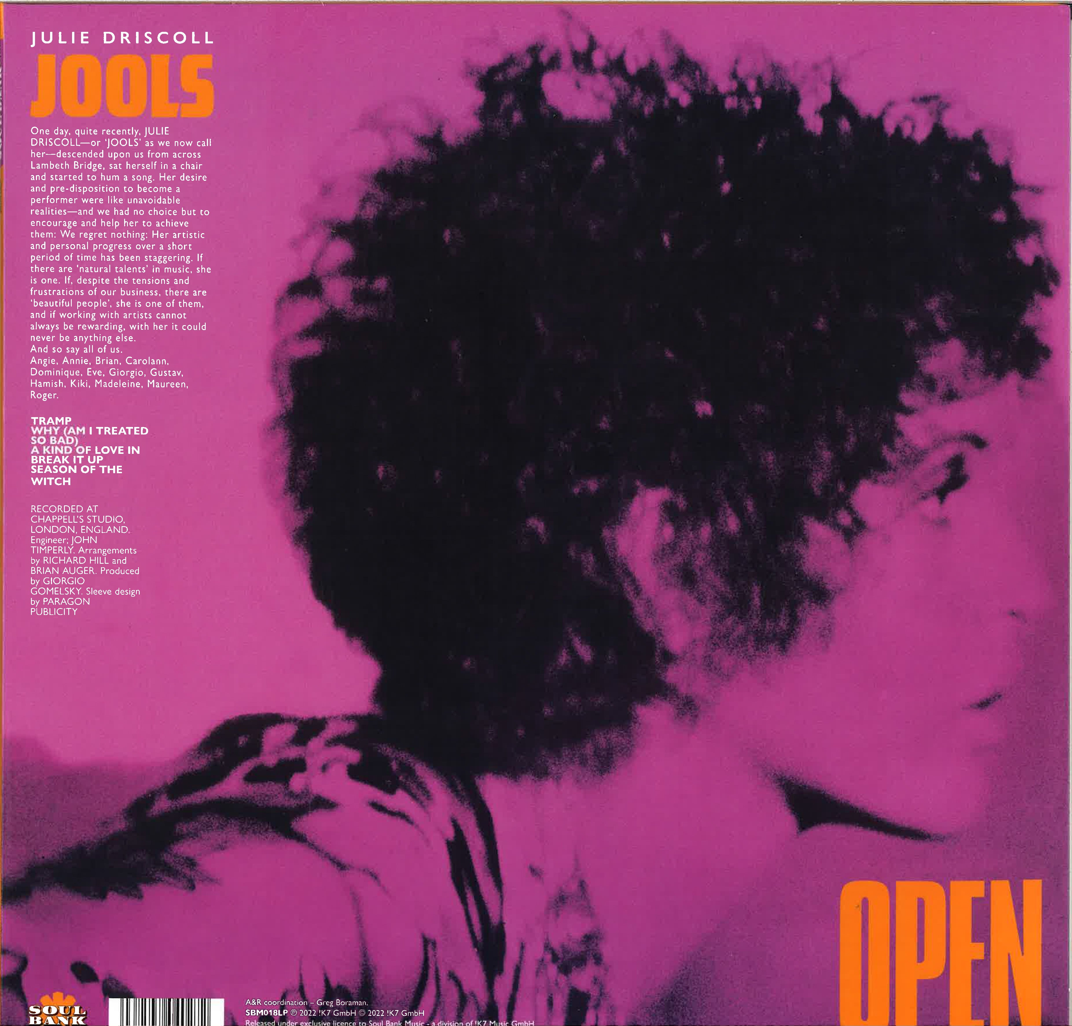 JULIE DRISCOLL, BRIAN AUGER & THE TRINITY (ジュリー・ドリスコール, ブライアン・オーガー & ザ・トリニティ)  - Open (EU 限定復刻再発 LP /New) MODジャズ '67年名作デビューアルバム！