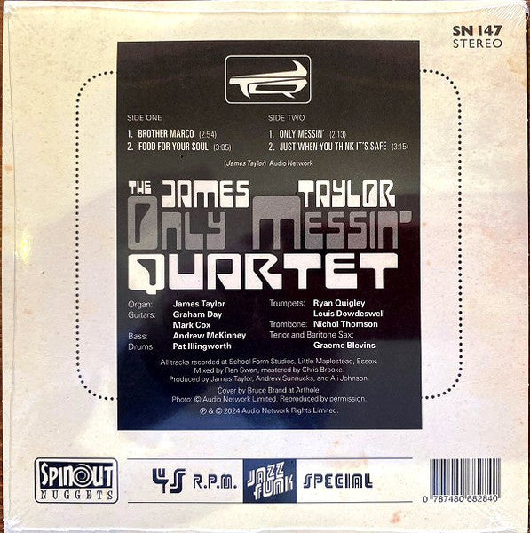 JAMES TAYLOR QUARTET (ジェームス・テイラー・カルテット)  - Only Messin' EP  (UK300枚限定ジャケ付き 7"/New) MODジャズ〜どファンク！
