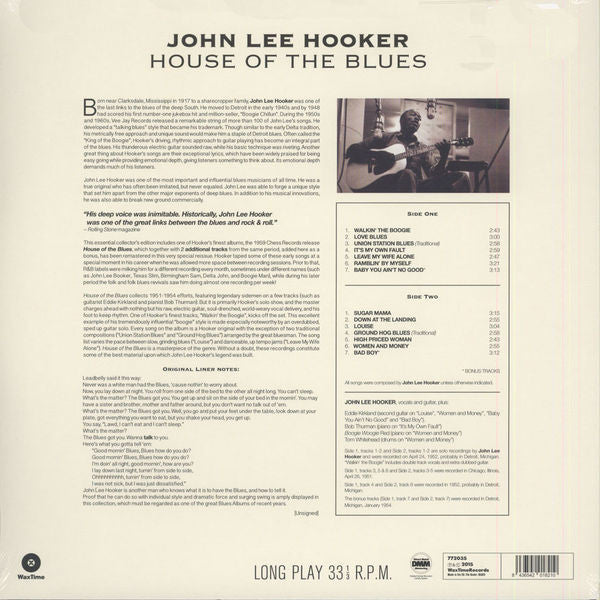 JOHN LEE HOOKER (ジョン・リー・フッカー)  - House Of The Blues (EU 限定ボーナス入り復刻再発180g LP/New)  ’59年デビューアルバム