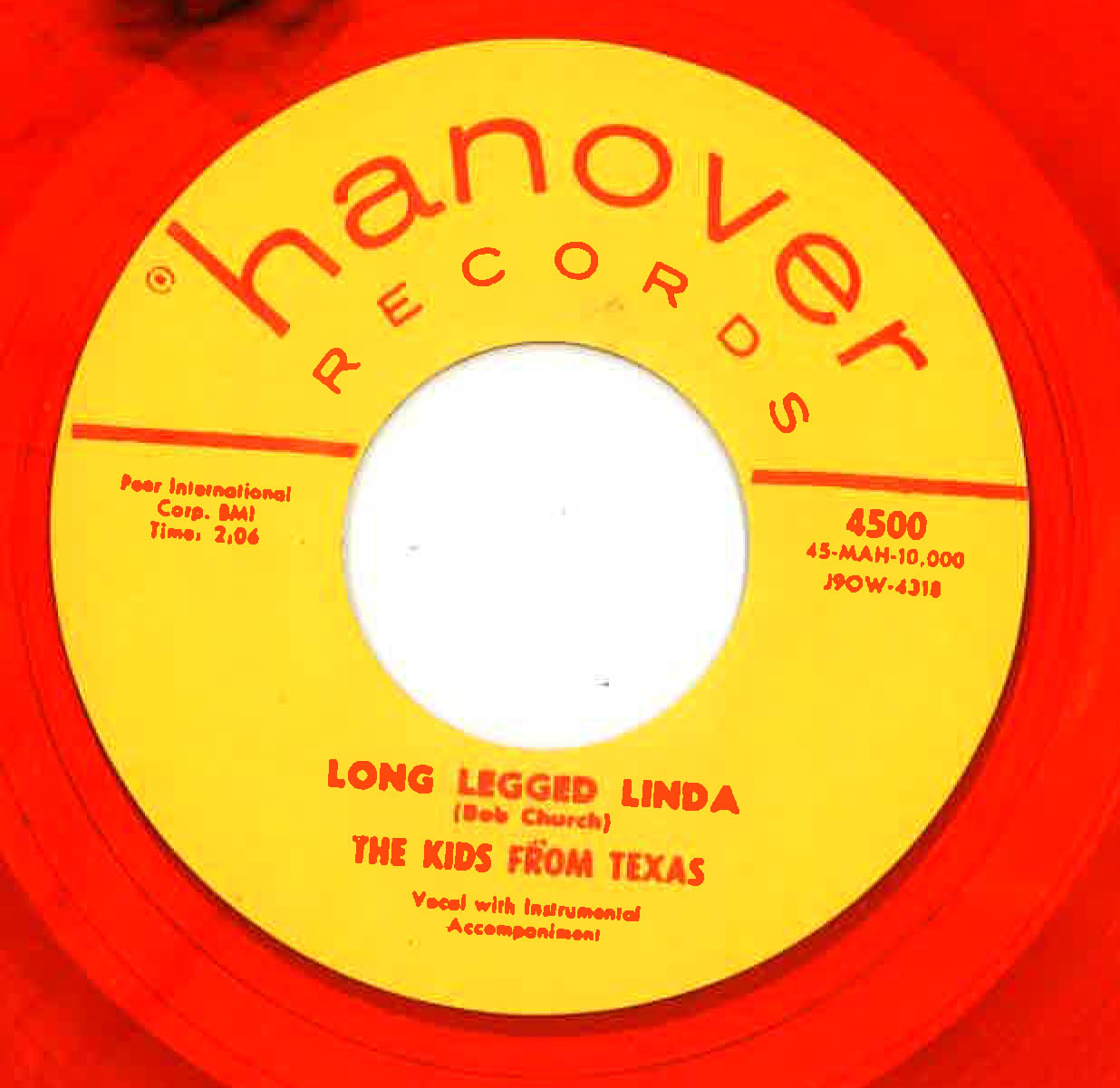 KIDS FROM TEXAS (キッズ・フロム・テキサス)  - Long Legged Linda / I'm So Lonely (US 限定リプロ再発「赤マーブル盤」 7インチ/ New) ロカビリージャイヴァー！