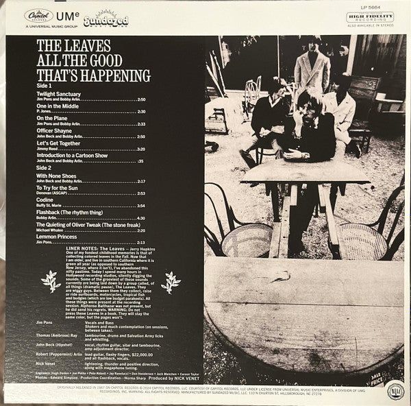 LEAVES, THE (ザ・リーヴス)  - All The Good That's Happening (US 限定復刻再発「グリーン VINYL」LP/New)'67年セカンド＆最終アルバム