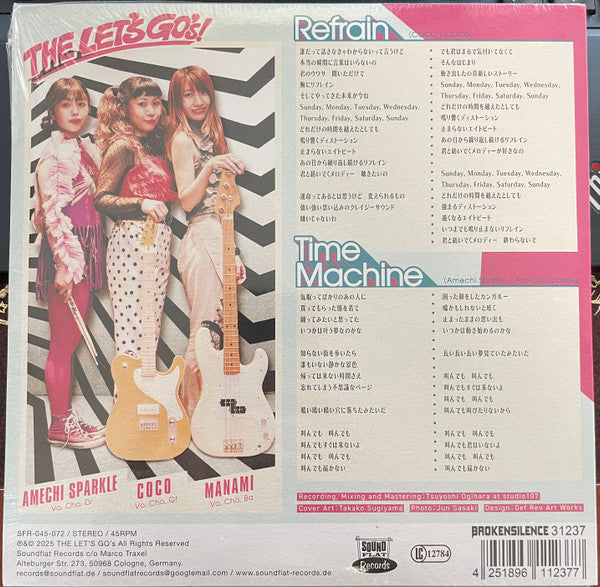 LET'S GO'S, THE (ザ・レッツゴーズ)  - リフレイン / タイムマシーン (ドイツ限定ジャケ、帯付き 7インチ/New) 東京ガールズ・ガレージポップ・トリオ2025年新作シングル！