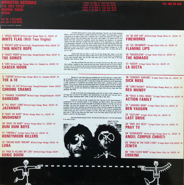 V.A. ('90s US オルタナ/ガレージパンク・Suicideトリビュートコンピ)  - Your Invitation To Suicide (スペイン 限定リリース 2xLP/NEW) '94年Suicideトリビュートコンピ