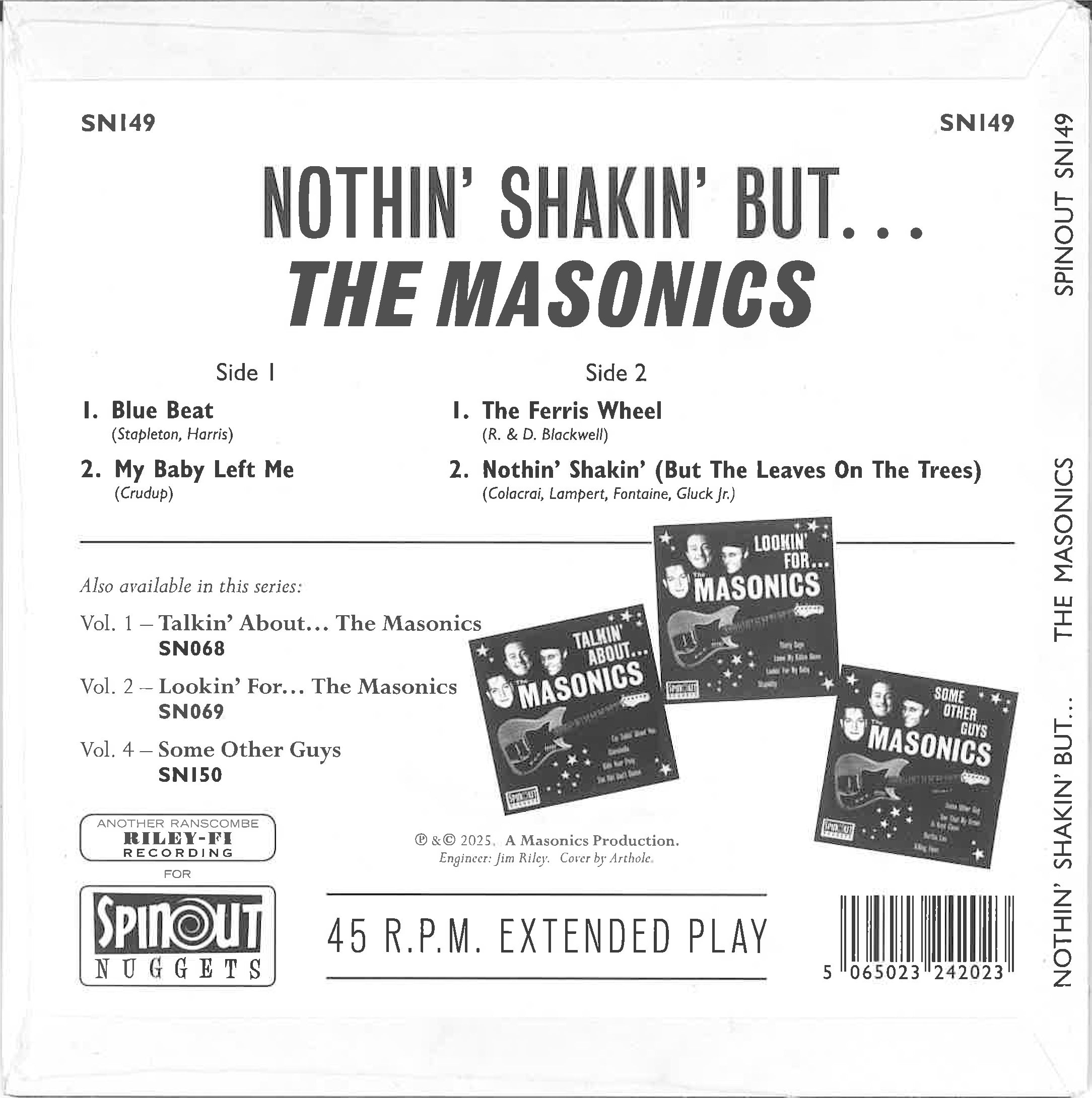 MASONICS, THE  (マーソニックス = 元ミルクシェイクス他、英ガレージレジェンド)  - Nothin' Shakin' But... The Masonics Volume 3 (UK 500枚限定4曲入り7インチEP/New) 連作カヴァEP'25年第3弾
