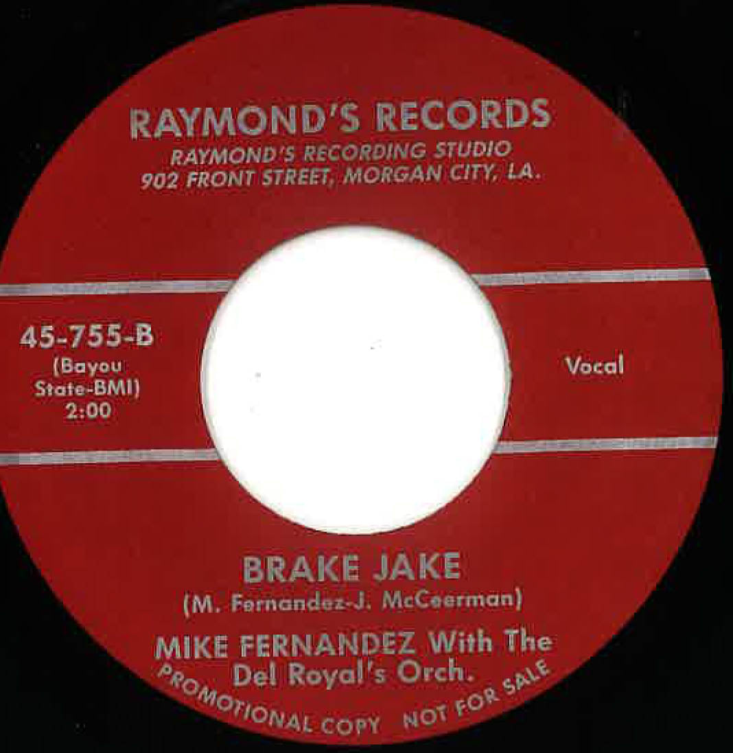 MIKE FERNANDEZ with The Del Royal's Orchestra (マイク・フェルナンデス )  - A-Bomb Bop / Brake Jake (US 限定リプロジャケ付き再発  7"/New) ロカビリージャイヴァー名曲