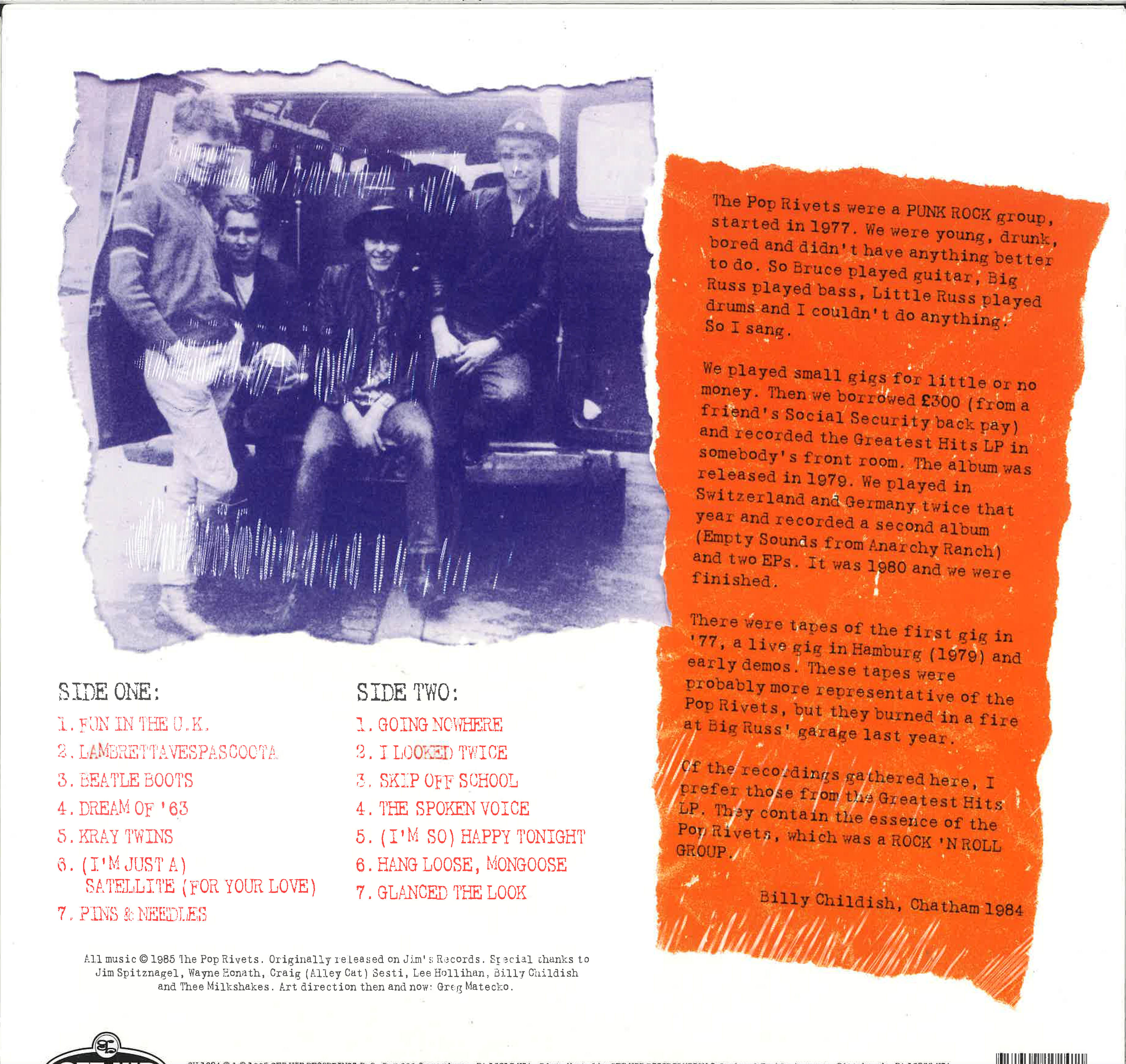 POP RIVETS (ポップ・リヴェッツ)  - Fun In The U.K. (US 限定復刻再発 LP/New)ビリー・チャイルディッシュ在籍ミルクシェイクス前身パンク・バンドのベスト・コンピ