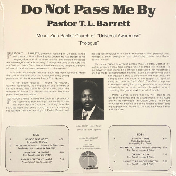 PASTOR T.L. BARRETT (T.L. バレット牧師)  - Do Not Pass Me By (US 限定復刻再発「赤盤」 LP/New)